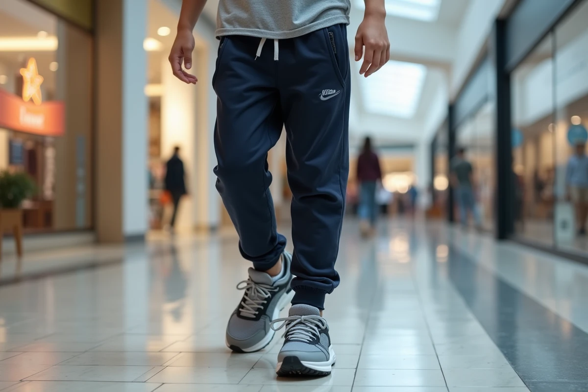 Adolescent marchant dans un centre commercial avec des baskets de soutien plantaire confortables