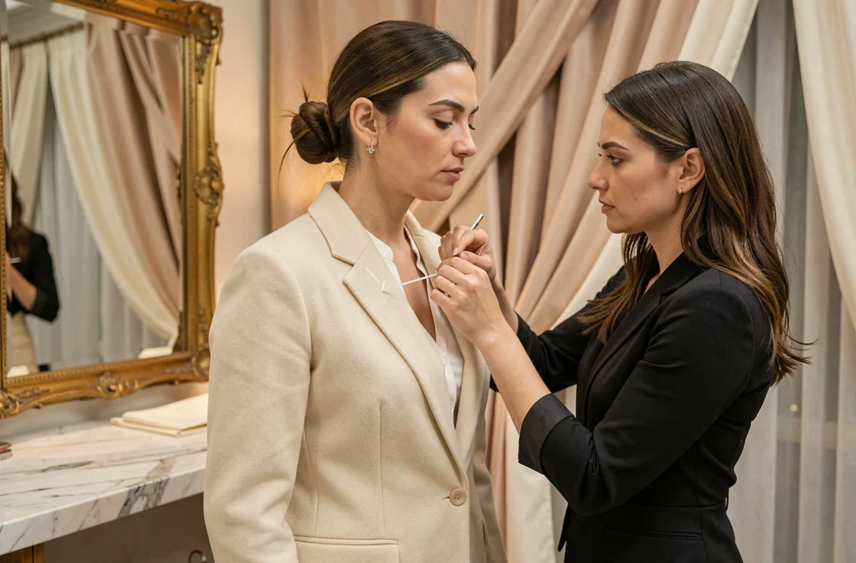 Essayage d'un blazer haut de gamme sur mesure chez Blandin et Delloye à Strasbourg