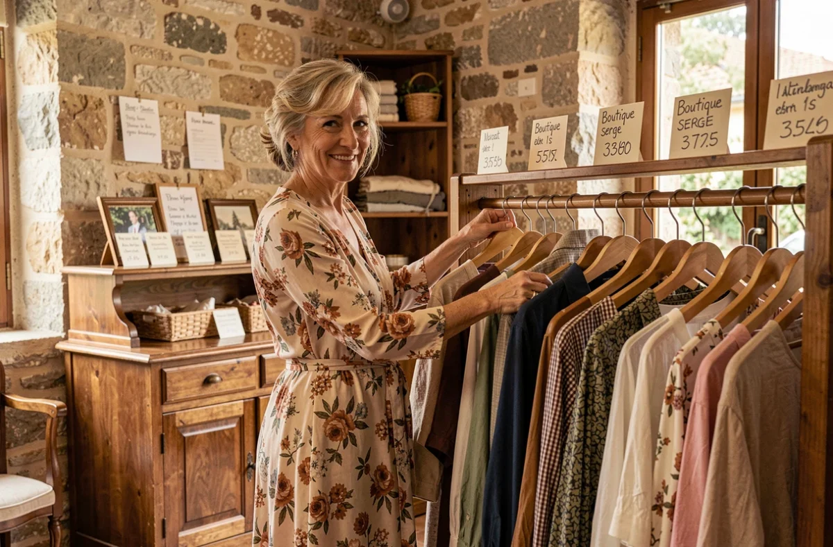 Intérieur authentique de la Boutique Serge dans le Var avec sélection de mode féminine