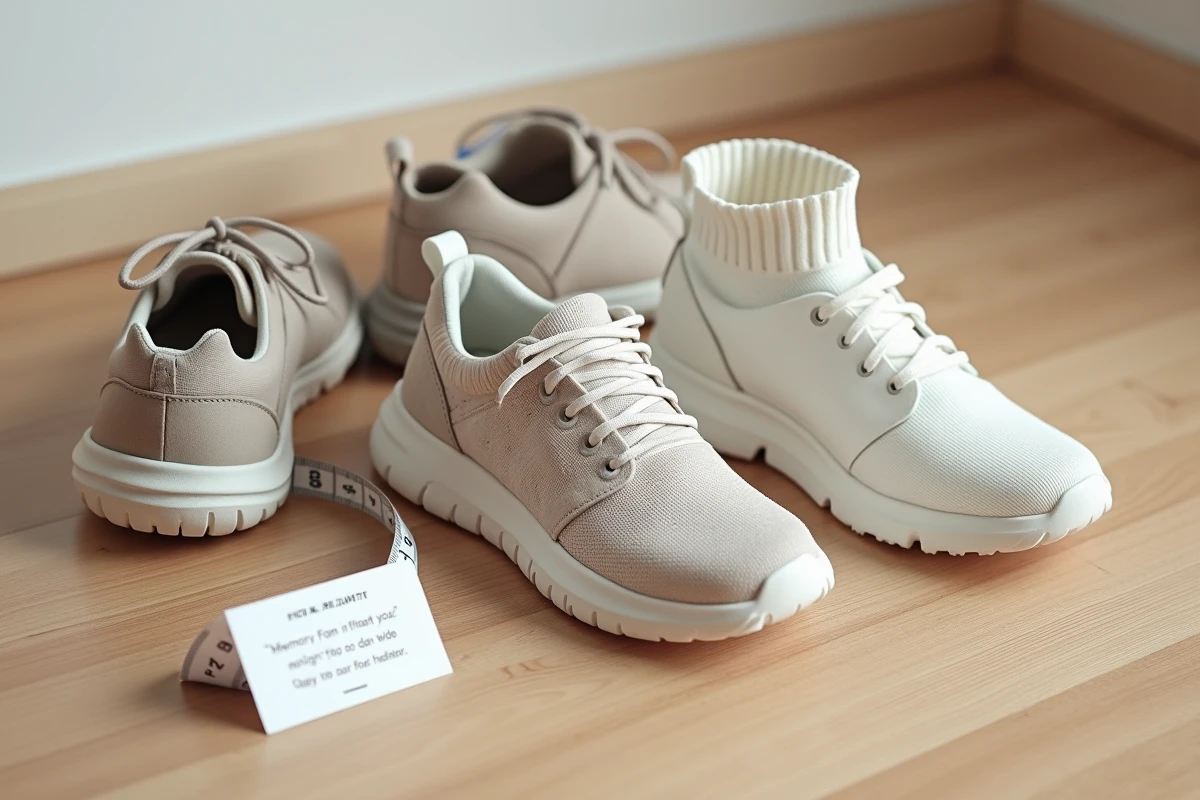 Comparatif de trois paires de baskets confortables pour adolescents avec semelles ergonomiques sur parquet en bois