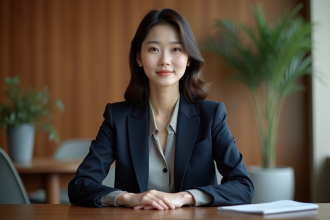 Femme coreenne en entretien professionnel élégante