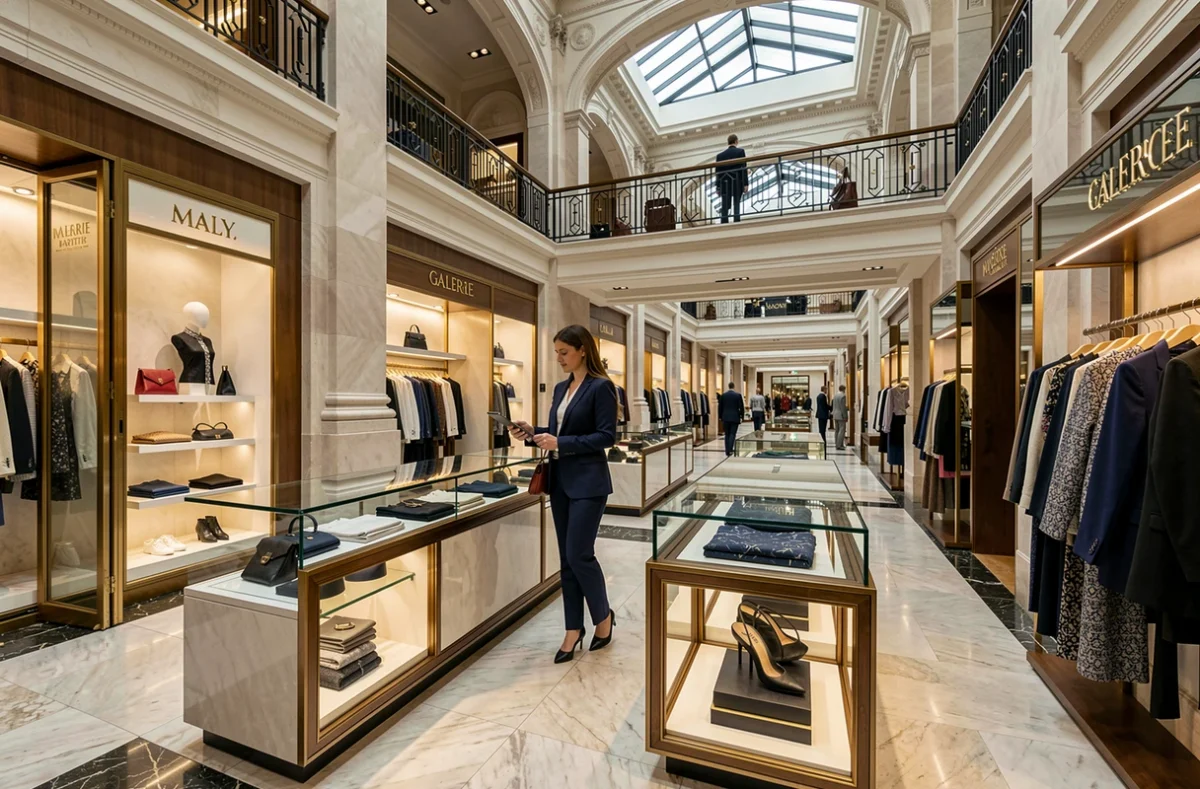Intérieur des Galeries Lafayette Toulon avec rayon mode femme et architecture Art Déco