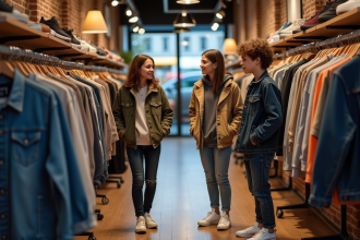 Jeunes dans une boutique parisienne tendance en streetwear